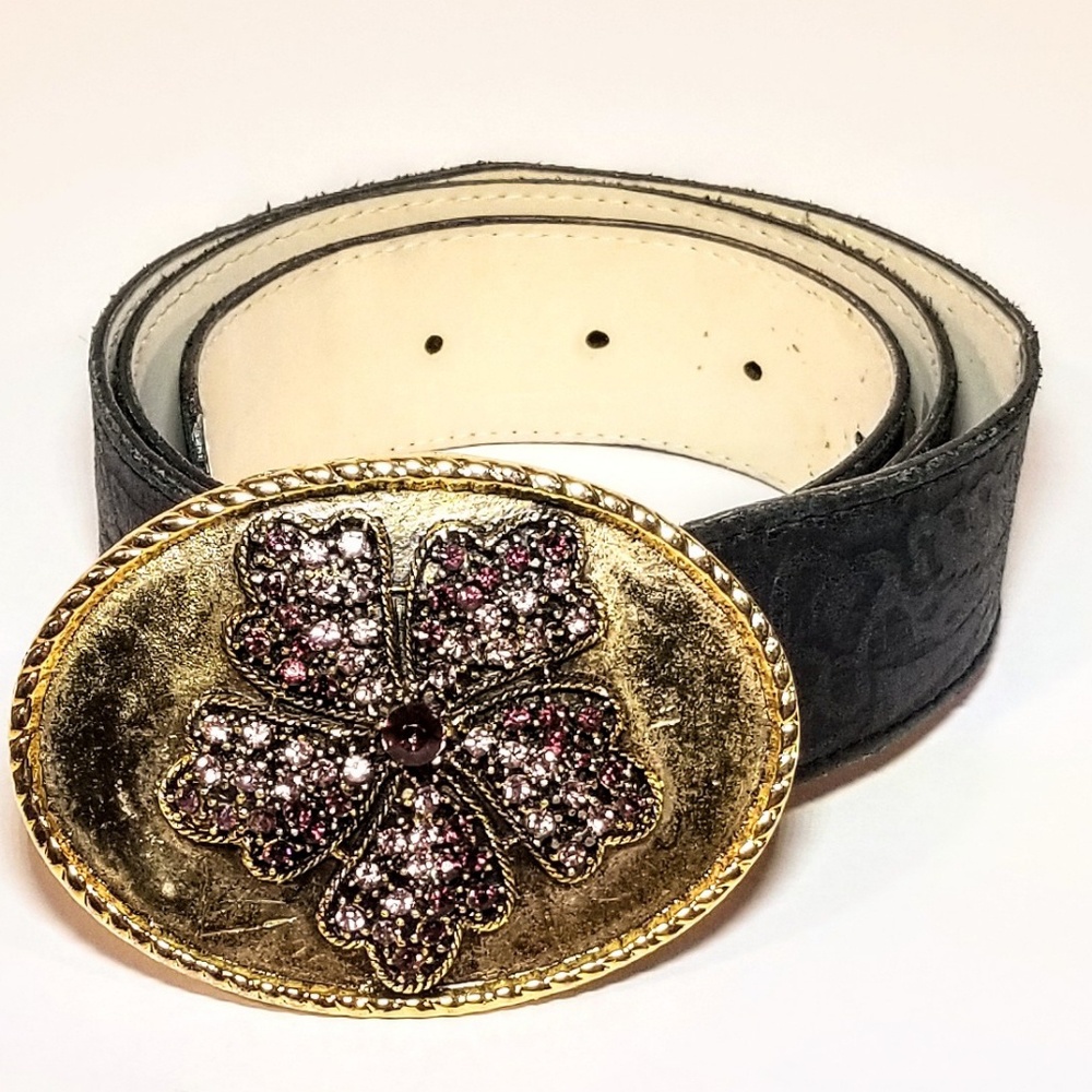 Yochi Leather and Crystal Belt